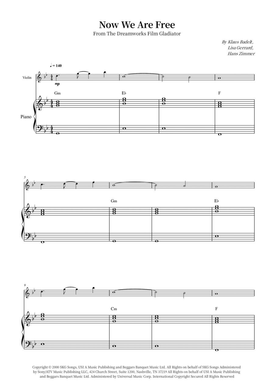 Now We Are Free Now We Are Free Violin Solo scores gallery preview page 1