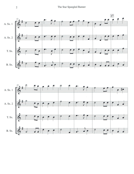 The Star Spangled Banner for Saxophone Quartet image number null