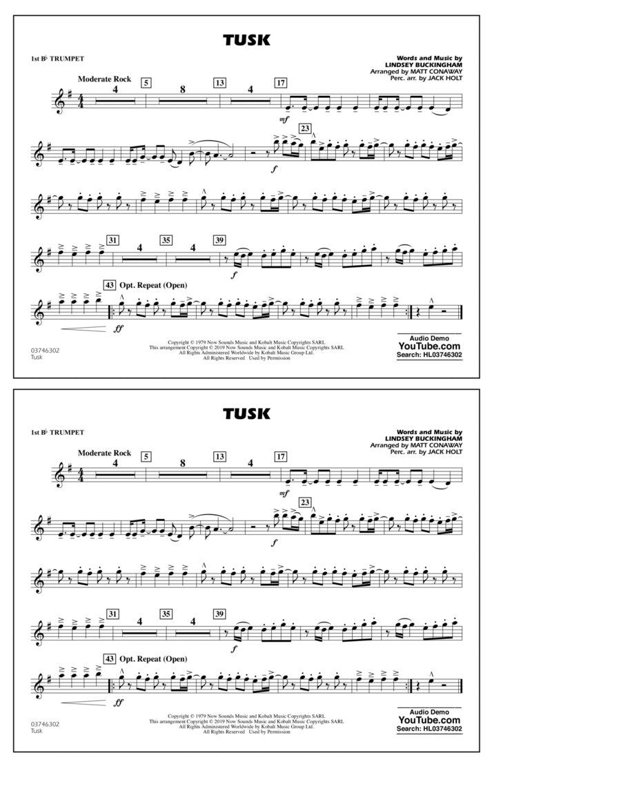 Tusk (arr. Matt Conaway) - 1st Bb Trumpet