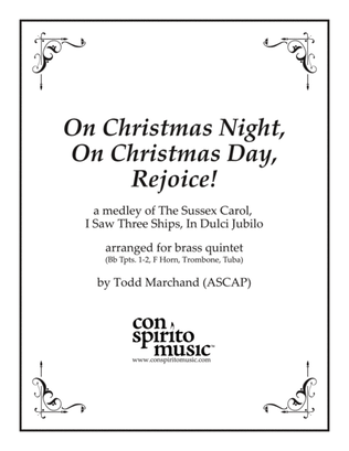 Book cover for On Christmas Night, On Christmas Day, Rejoice! - brass quintet