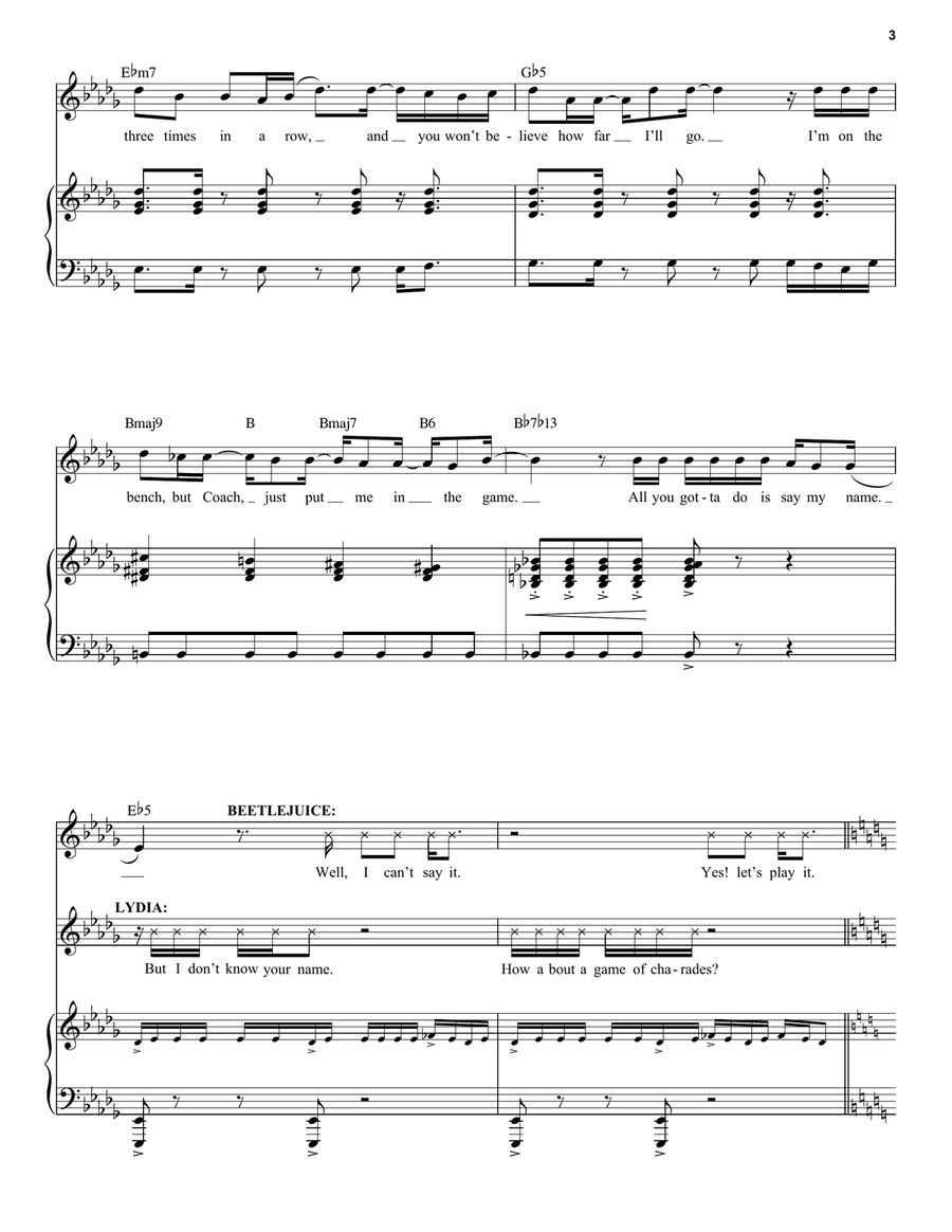 Say My Name (from Beetlejuice The Musical) Piano, Vocal scores gallery preview page 3