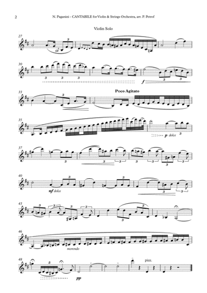 Paganini - CANTABILE for Violin and String Orchestra - parts