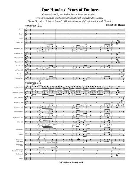 One Hundred Years of Fanfares by Elizabeth Raum Concert Band - Digital Sheet Music