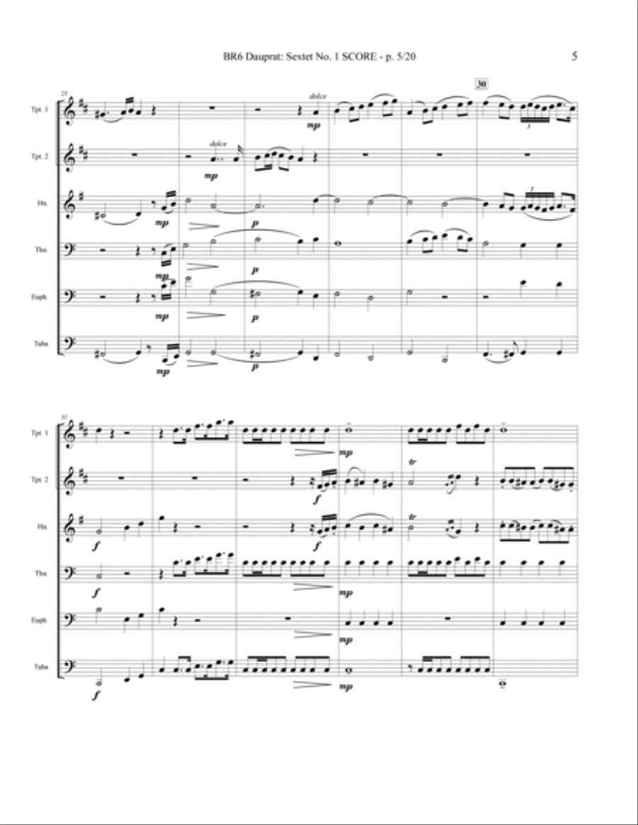 SEXTET #1 in C Brass Ensemble scores gallery preview page 5