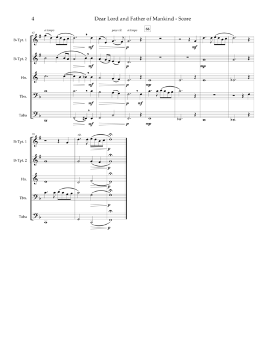 Dear Lord and Father of Mankind (REPTON) - brass quintet image number null