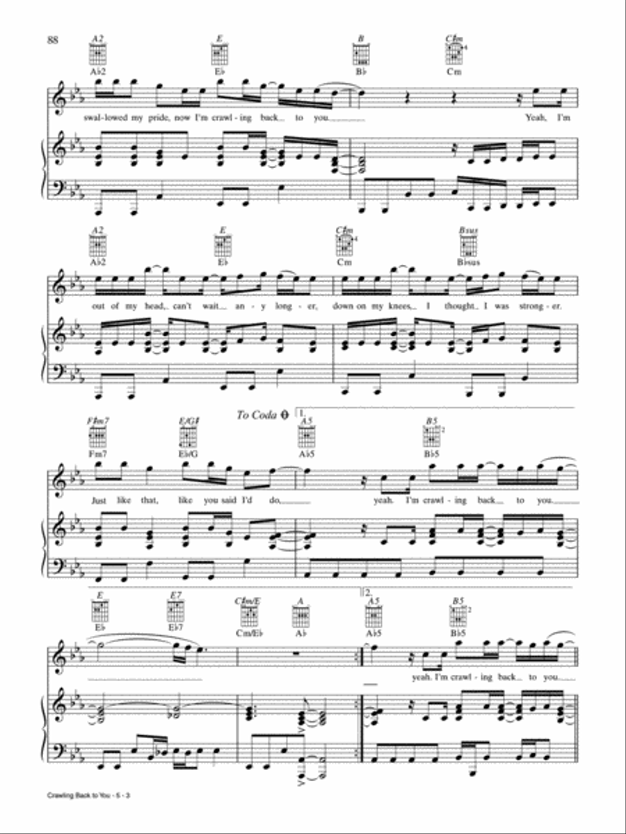 Crawling Back to You Piano, Vocal, Guitar scores gallery preview page 3