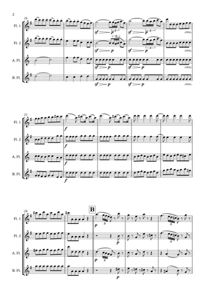"Allegro" from Eine Kleine Nachtmusik arranged for Flute Quartet image number null