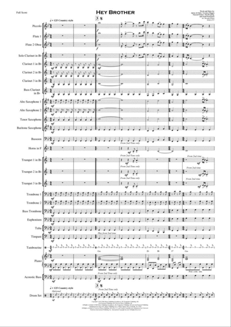 Hey Brother Concert Band scores gallery preview page 2