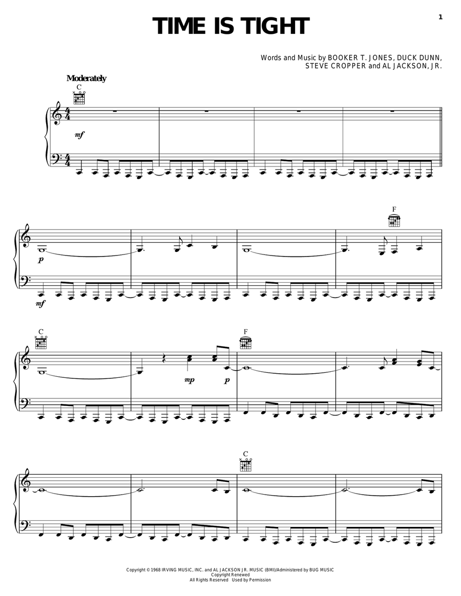 Time Is Tight Piano Solo scores gallery preview page 1