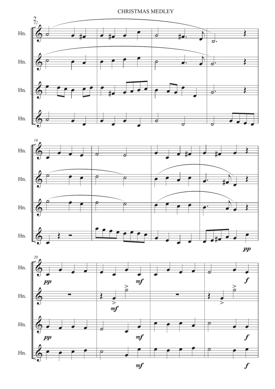 Christmas Medley - French Horn Quartet Brass Quartet scores gallery preview page 2