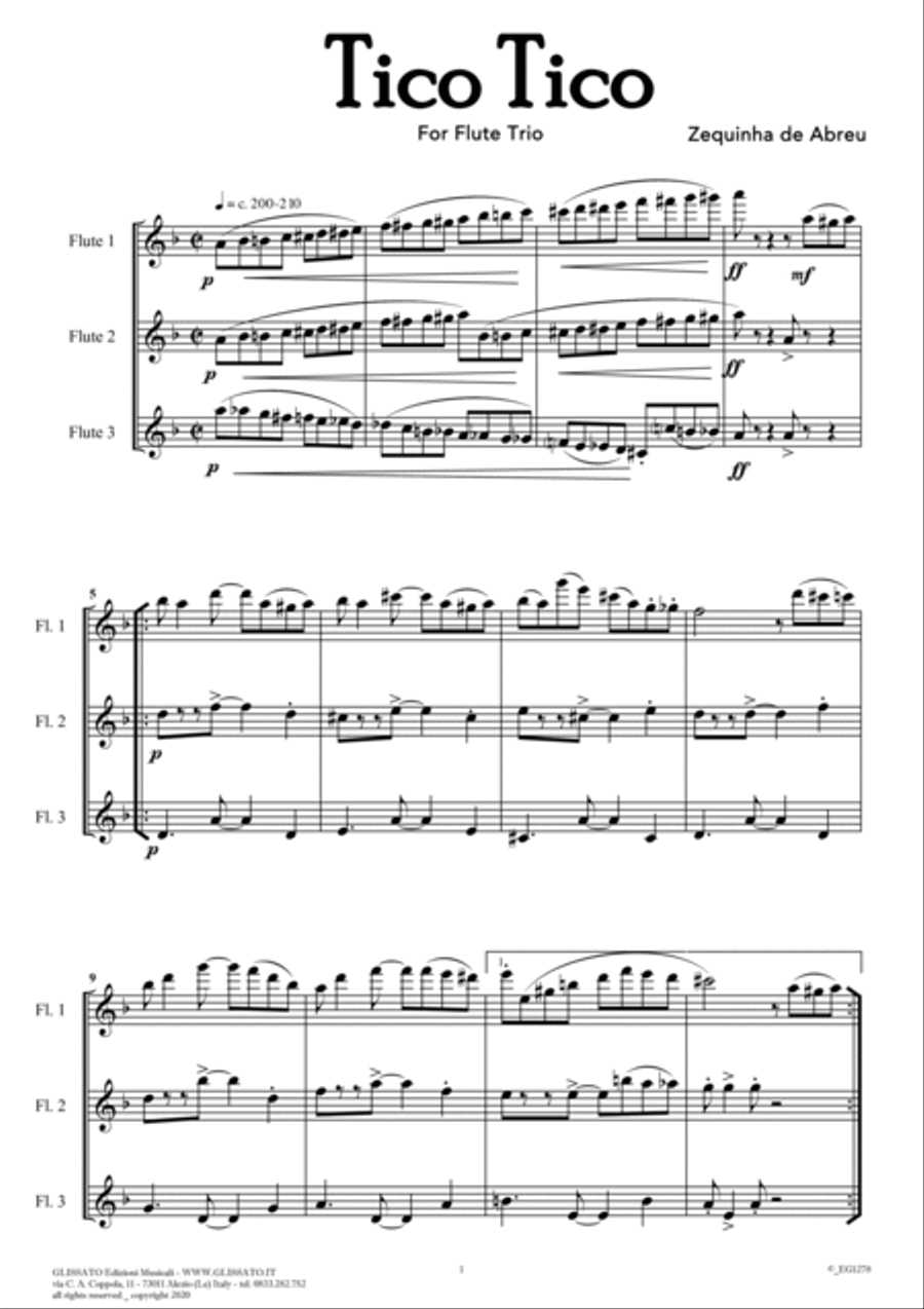 Tico Tico - flexible Flute Trio score & parts image number null