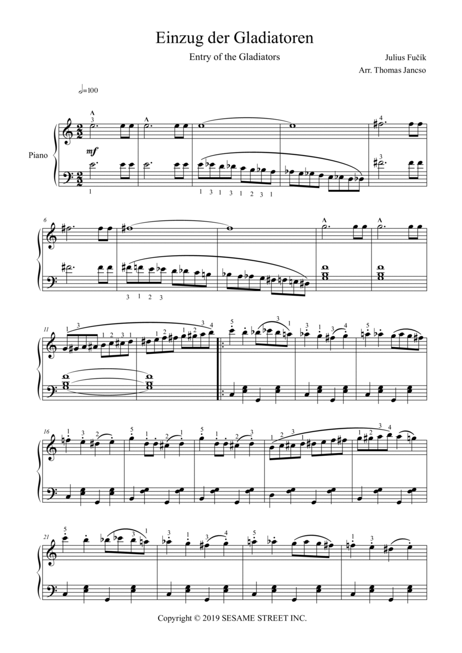 Entry Of The Gladiators Easy Piano scores gallery preview page 1