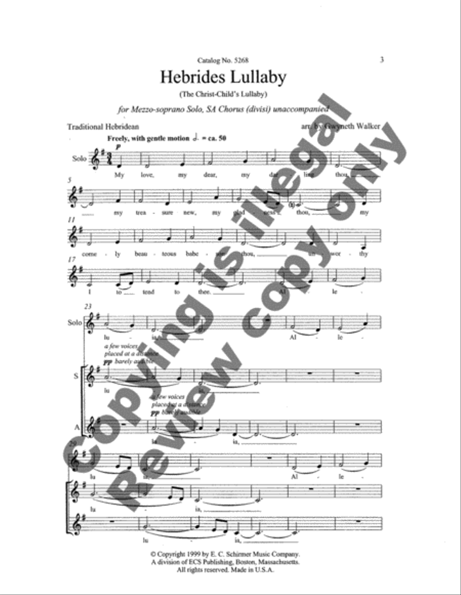 Hebrides Lullaby (The Christ Child's Lullaby) SA scores gallery preview page 3