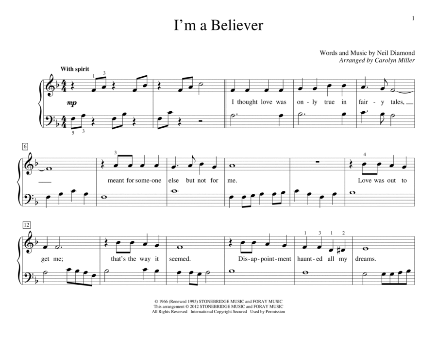 I'm A Believer (arr. Carolyn Miller)