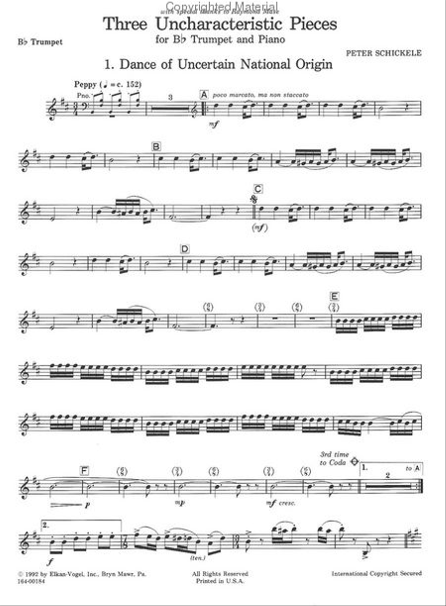 Three Uncharacteristic Pieces Chamber Music scores gallery preview page 2