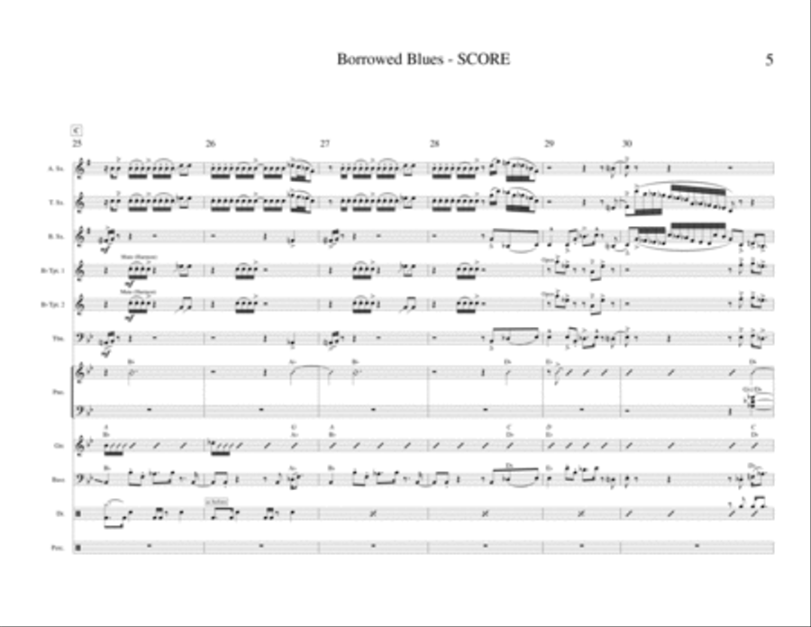 Borrowed Blues (Jazz Band) Jazz Ensemble scores gallery preview page 6