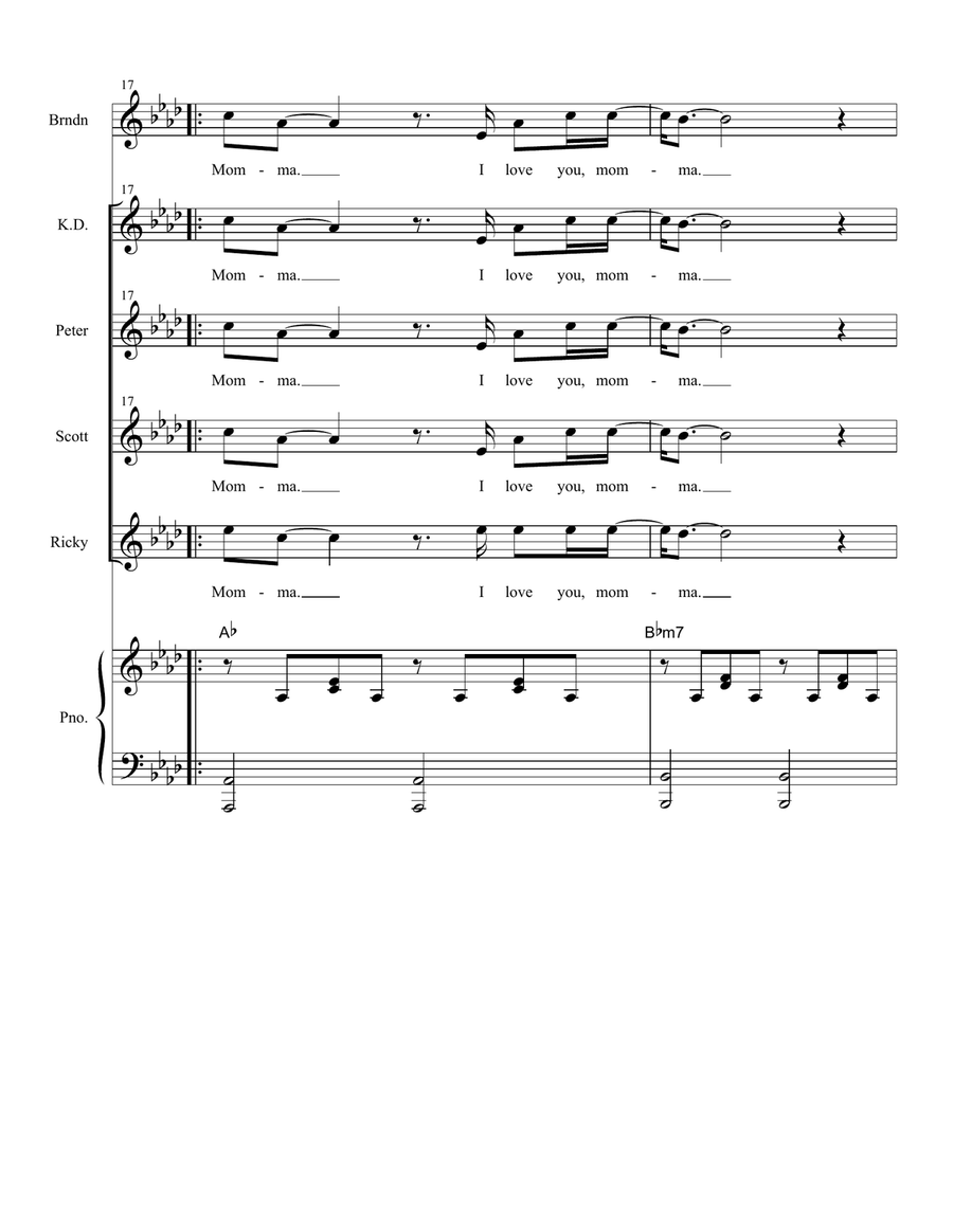 Momma (Vocal Quintet) Choir scores gallery preview page 4
