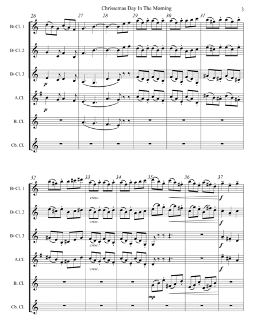 Chrissemas Day In The Morning Clarinet Choir scores gallery preview page 4