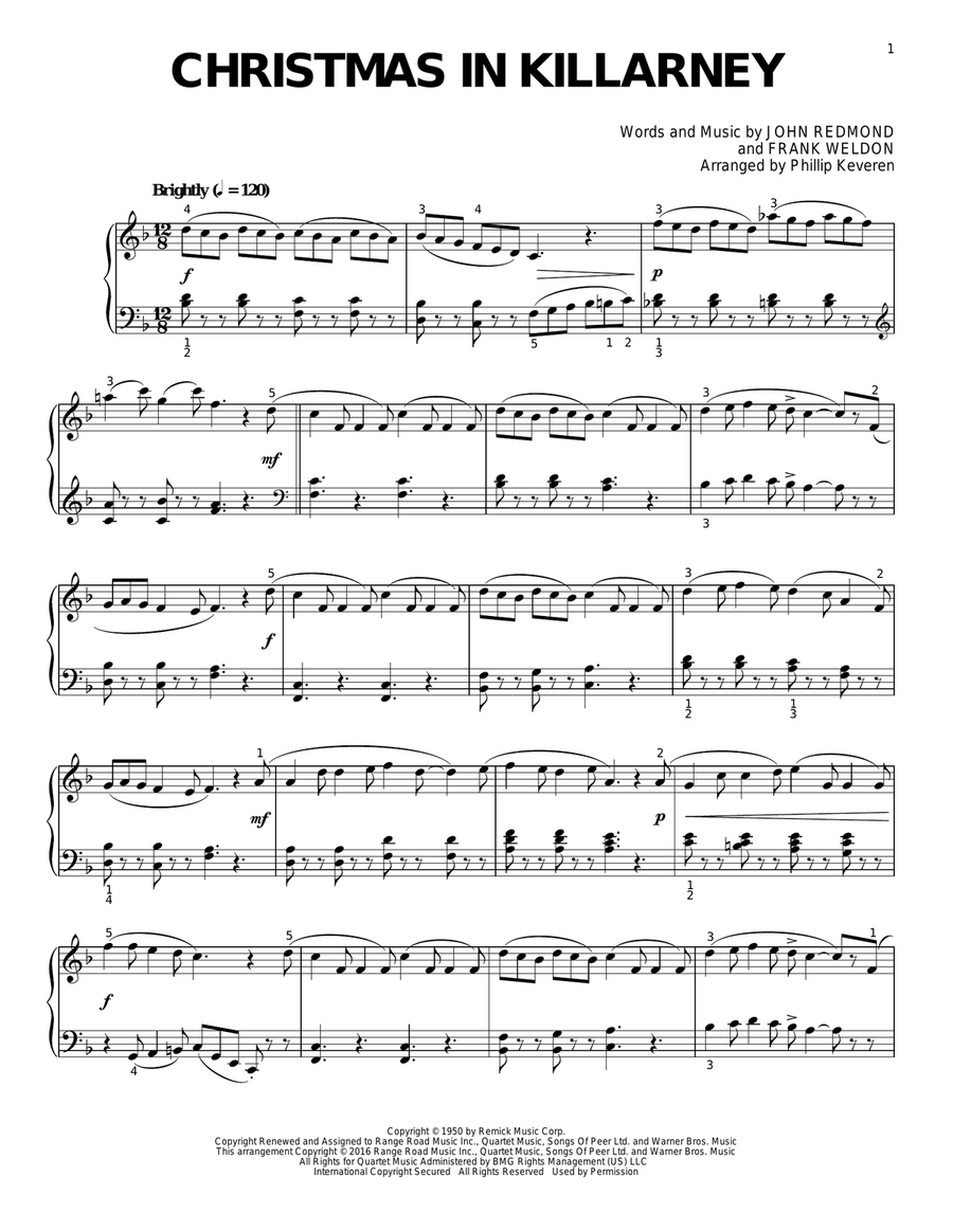 Christmas In Killarney (arr. Phillip Keveren) Piano Solo scores gallery preview page 1