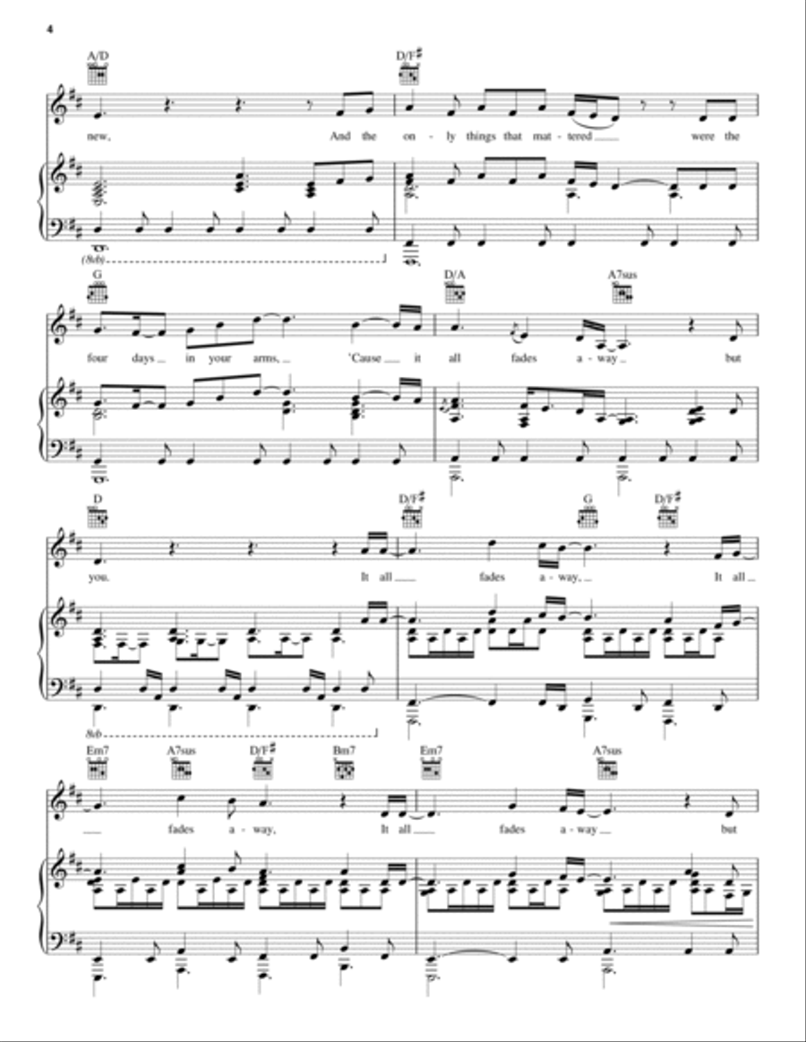It All Fades Away (from The Bridges of Madison County) Piano, Vocal, Guitar scores gallery preview page 4