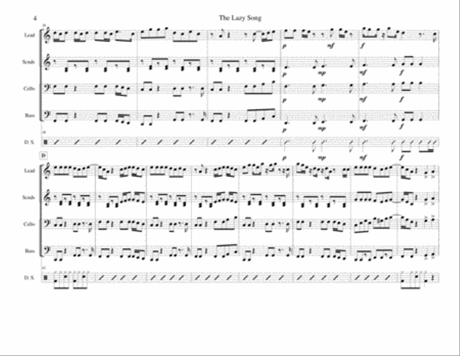 The Lazy Song The Lazy Song Percussion Ensemble scores gallery preview page 4