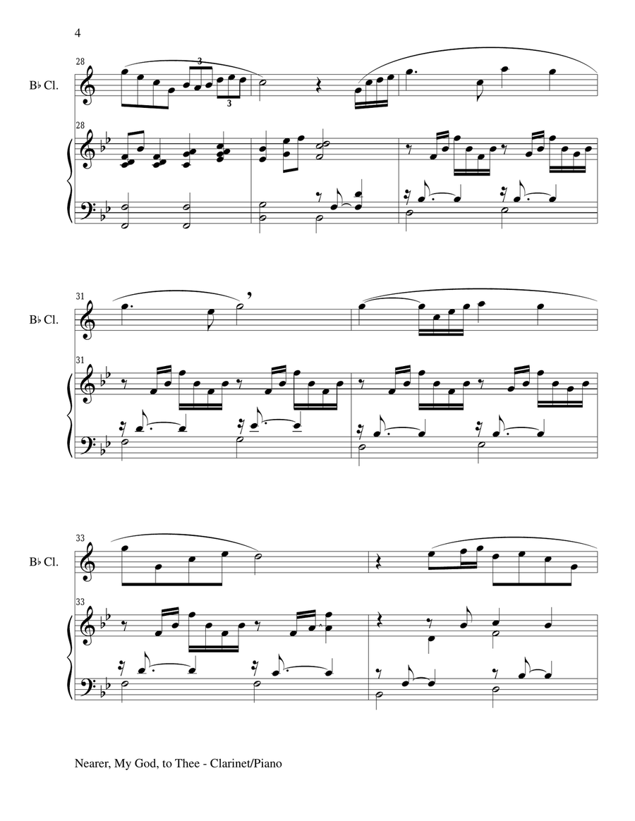 NEARER, MY GOD, TO THEE (Duet– Bb Clarinet/Piano with Score and Clar Part) Woodwind Duet scores gallery preview page 4