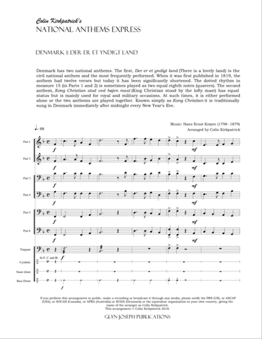 Denmark: The Two National Anthems Large Ensemble scores gallery preview page 4