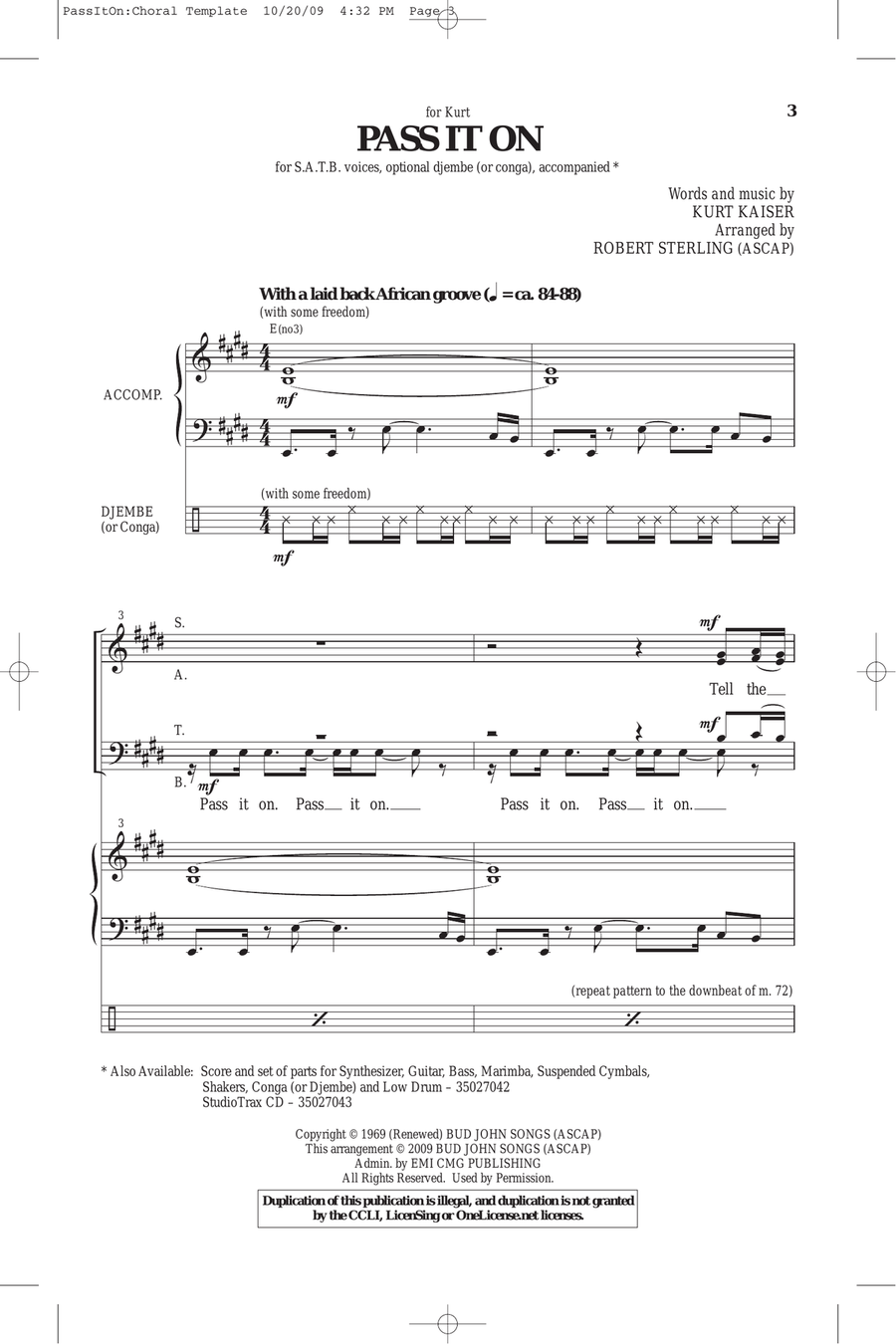 Pass It On 4-Part scores gallery preview page 1
