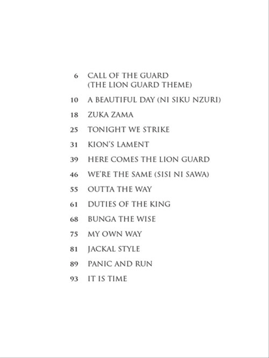 The Lion Guard Piano, Vocal, Guitar scores gallery preview page 2