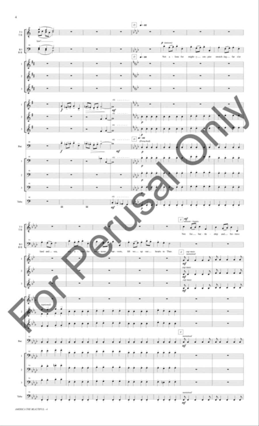 America The Beautiful (Small Brass Ensemble Score/Parts) Choir scores gallery preview page 5