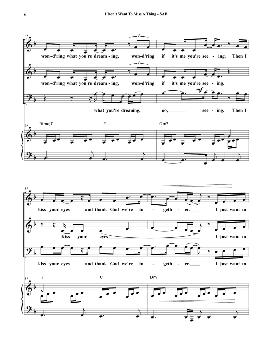 I Don't Want To Miss A Thing 3-Part scores gallery preview page 6