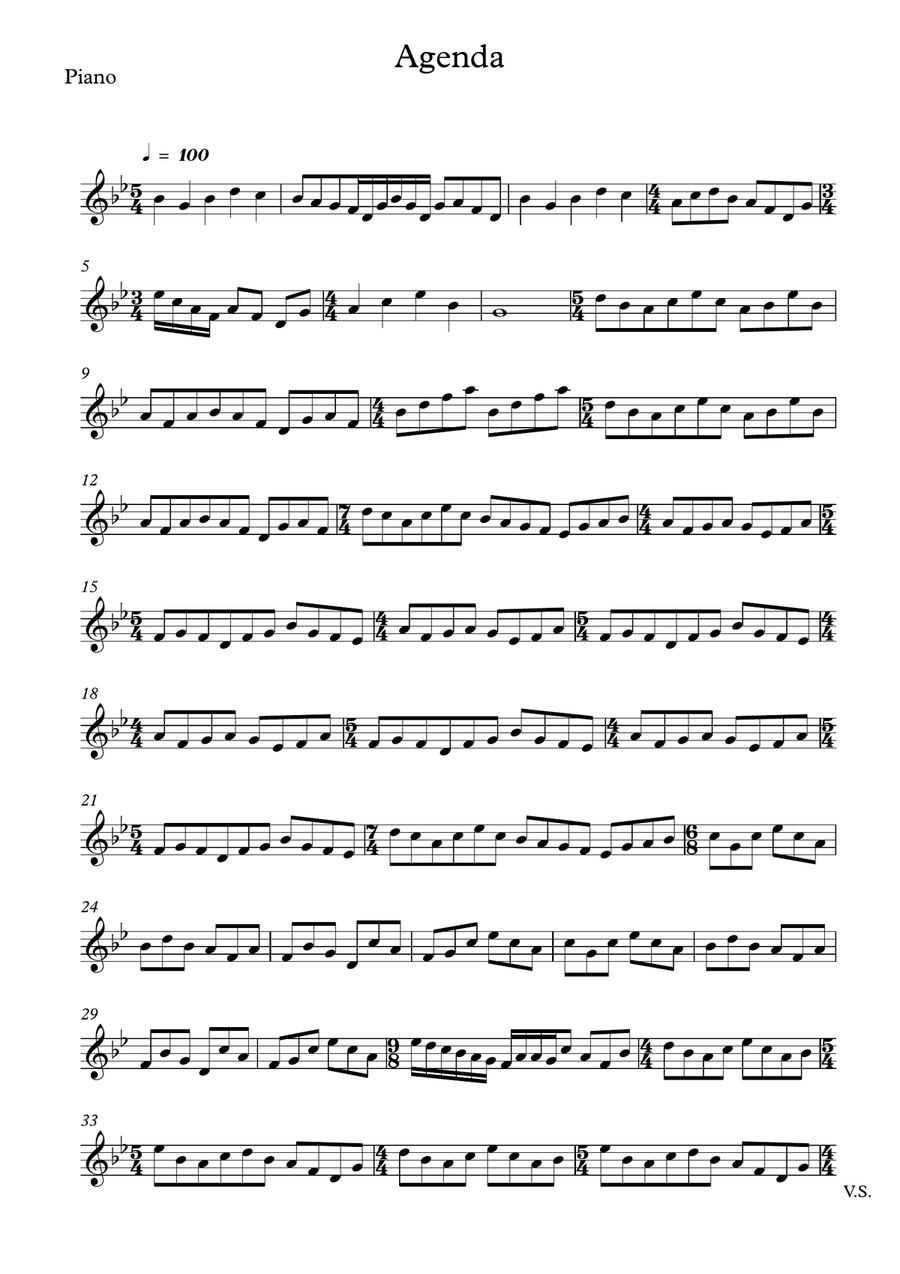 Agenda (Piano Part, includes Solo sections) Piano, Vocal scores gallery preview page 1