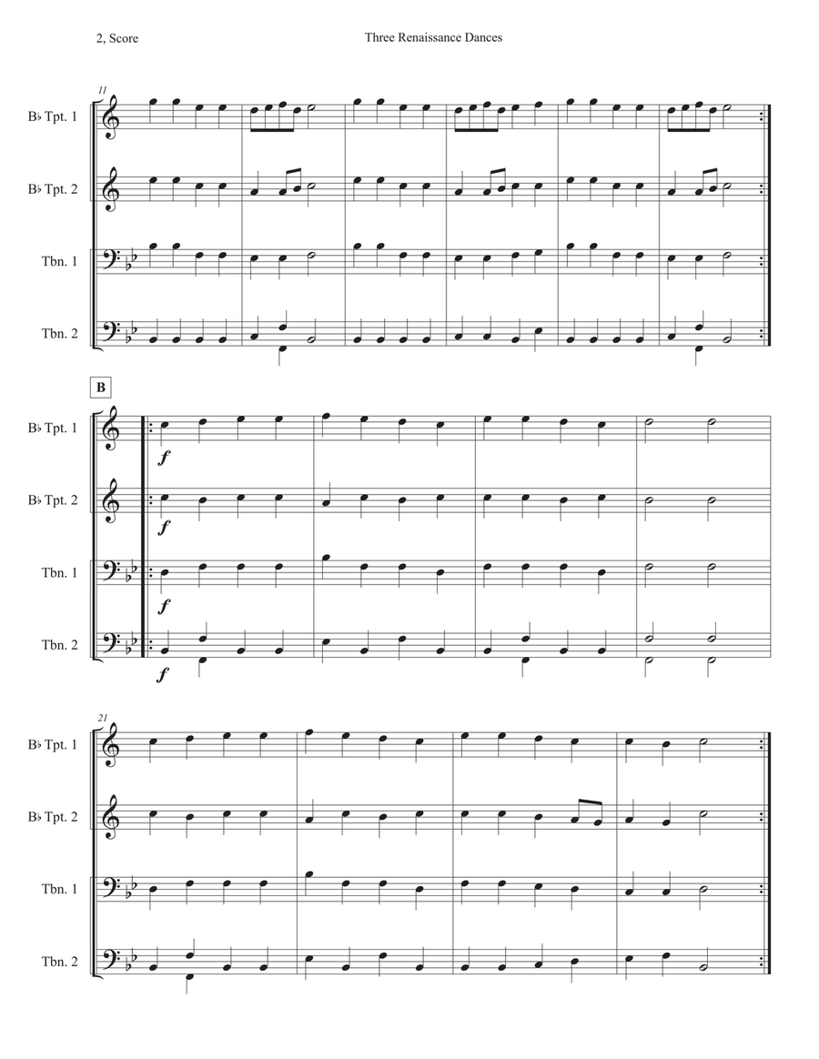 Three Renaissance Dances Brass Ensemble scores gallery preview page 2