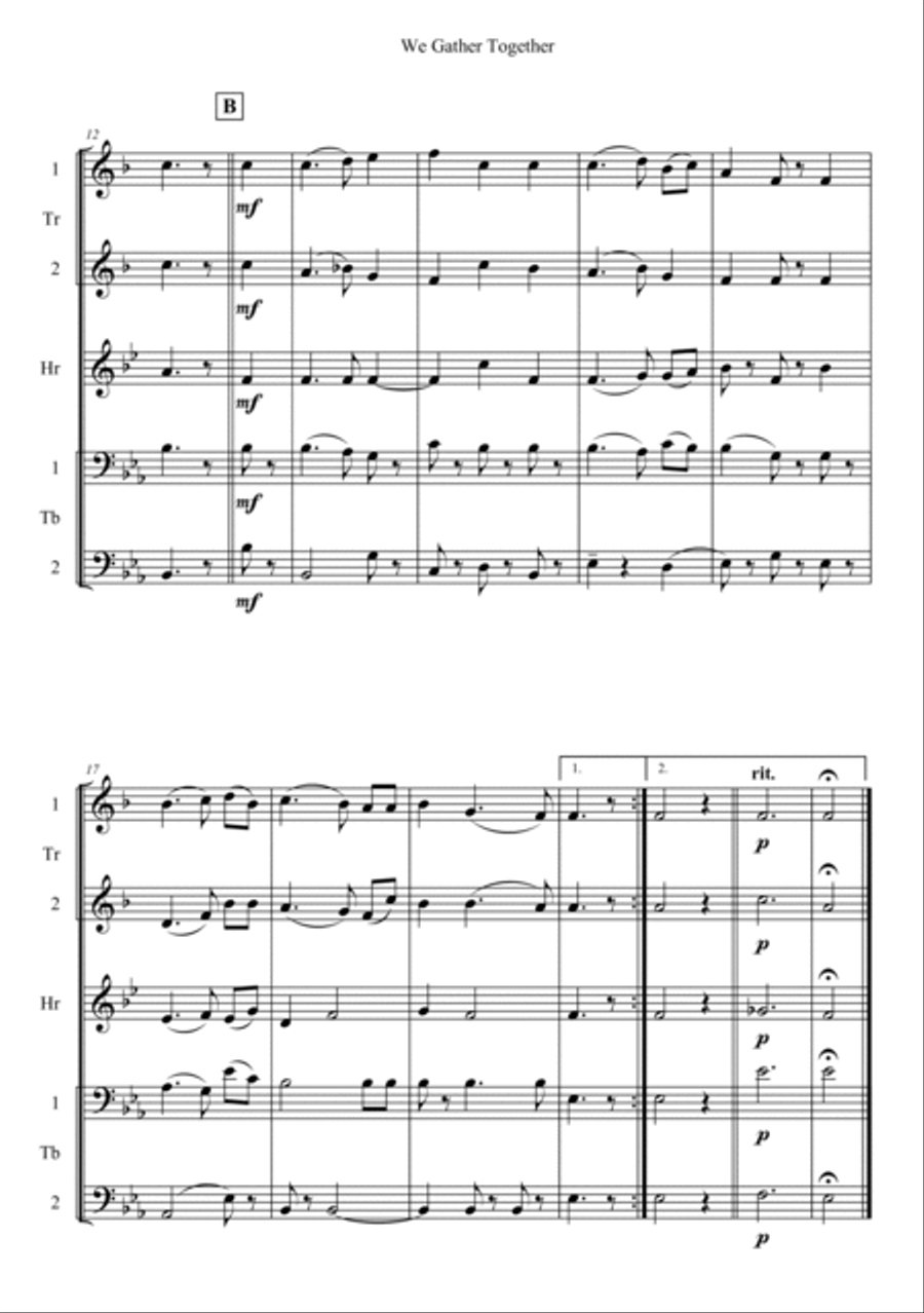 We Gather Together Trombone scores gallery preview page 2