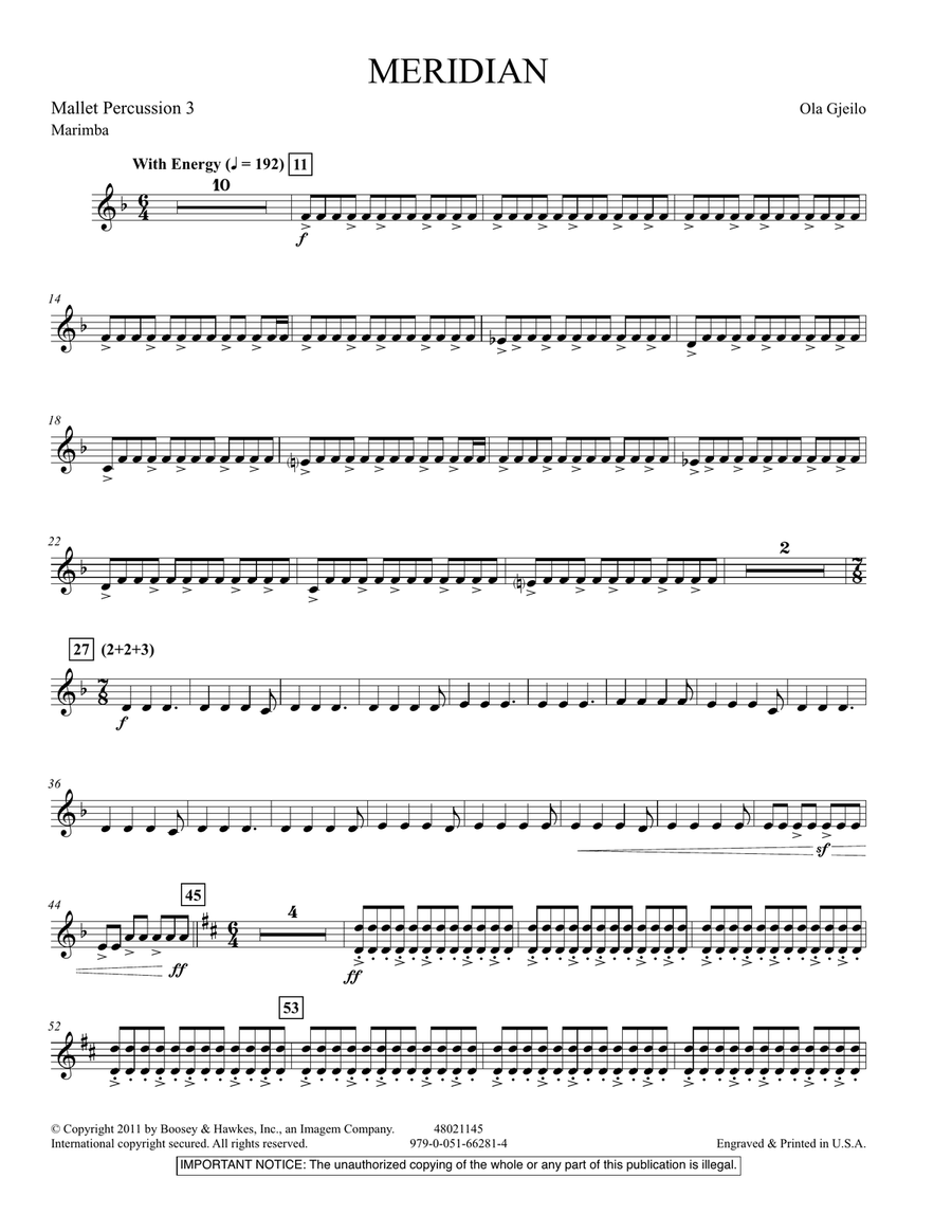 Meridian - Mallet Percussion 3 Concert Band scores gallery preview page 1