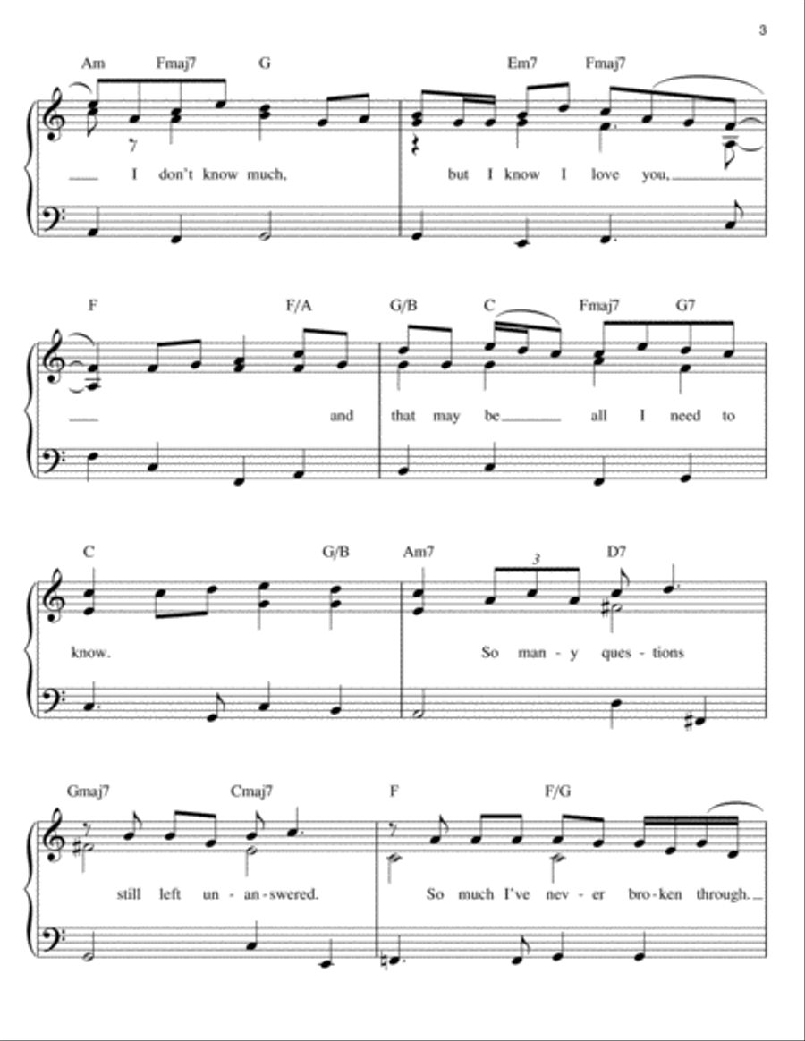 Don't Know Much Easy Piano scores gallery preview page 3