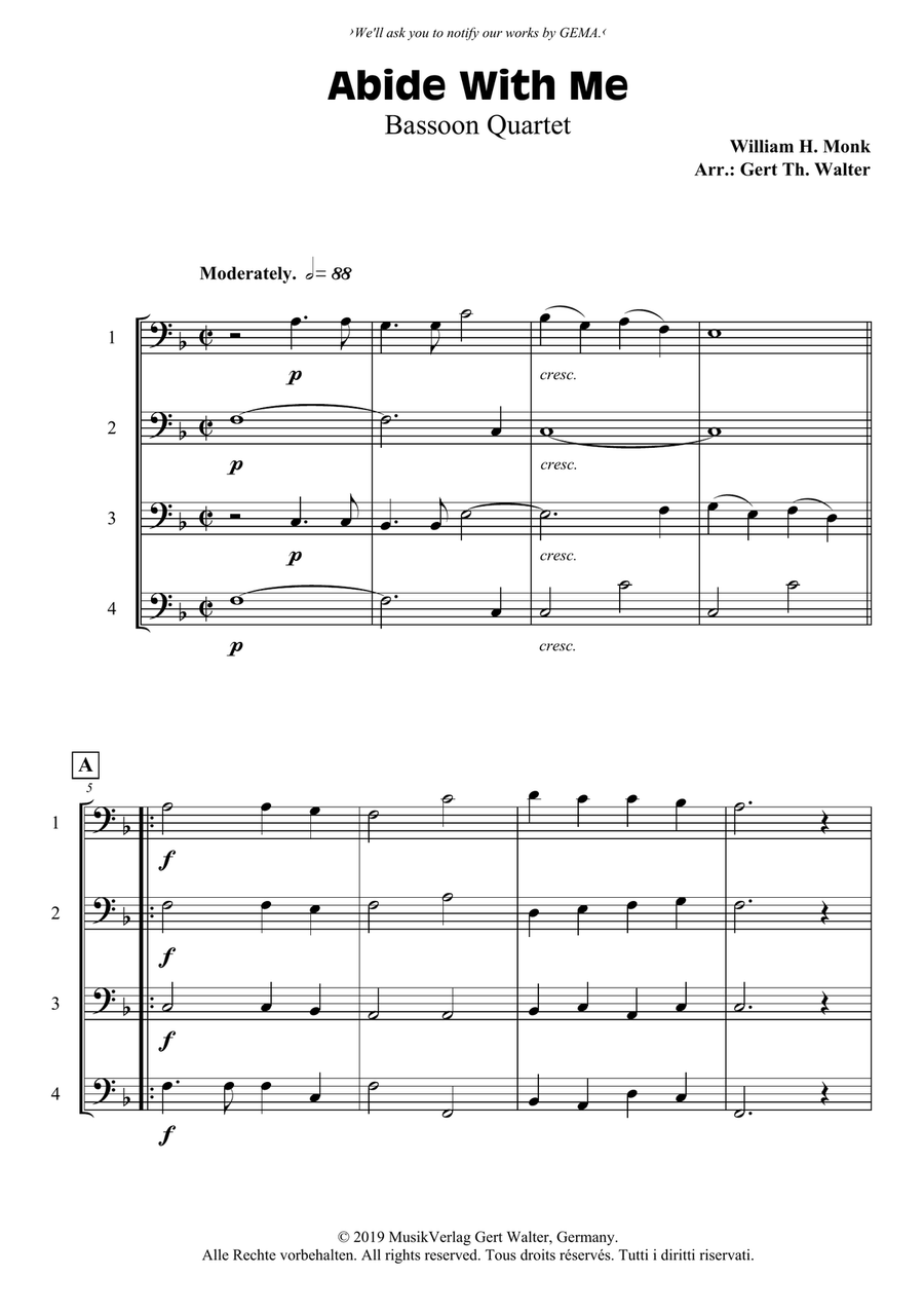 Abide With Me Woodwind Quartet scores gallery preview page 1
