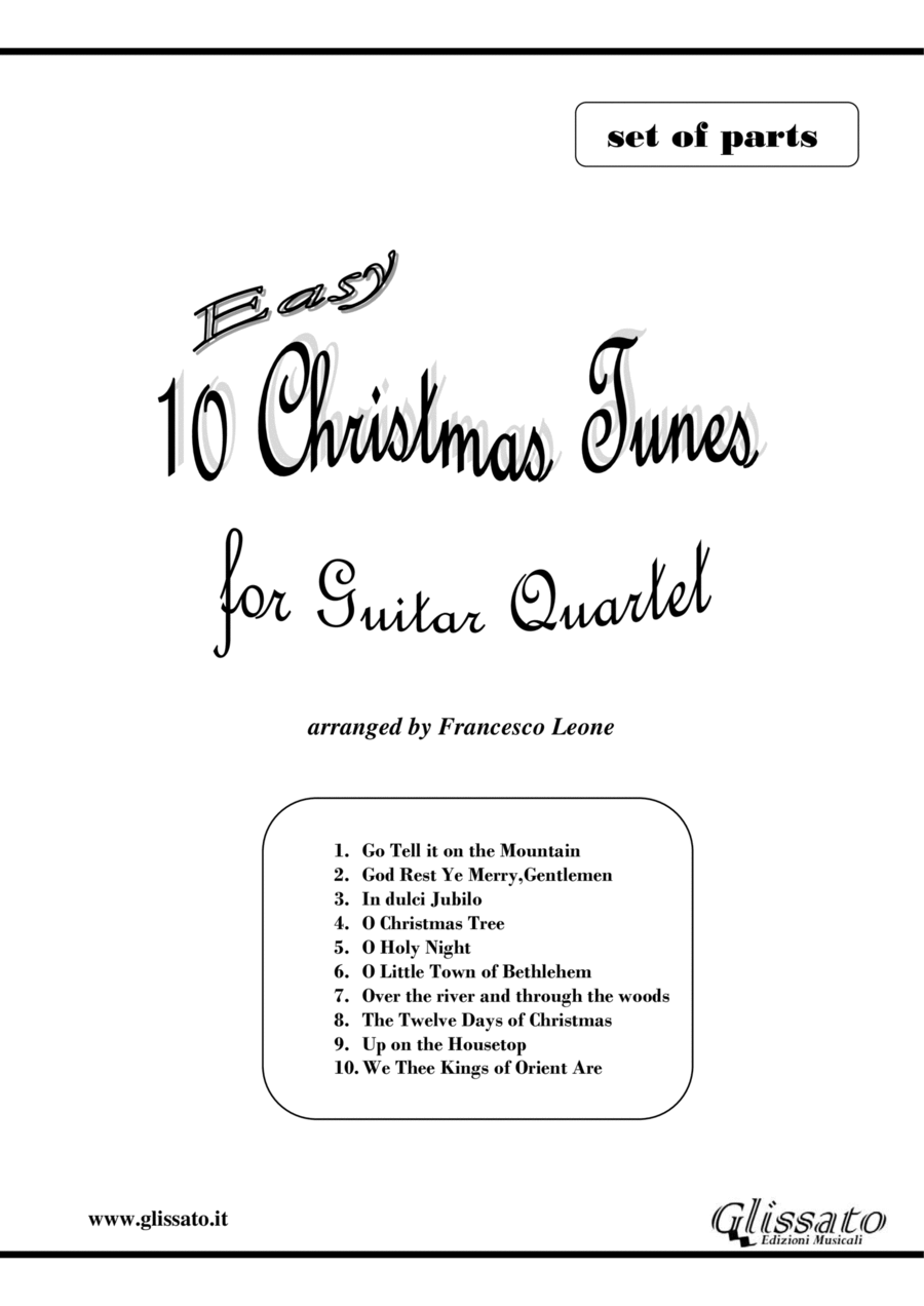 10 Easy Christmas Tunes - Guitar Quartet (set of parts) Guitar Ensemble scores gallery preview page 1