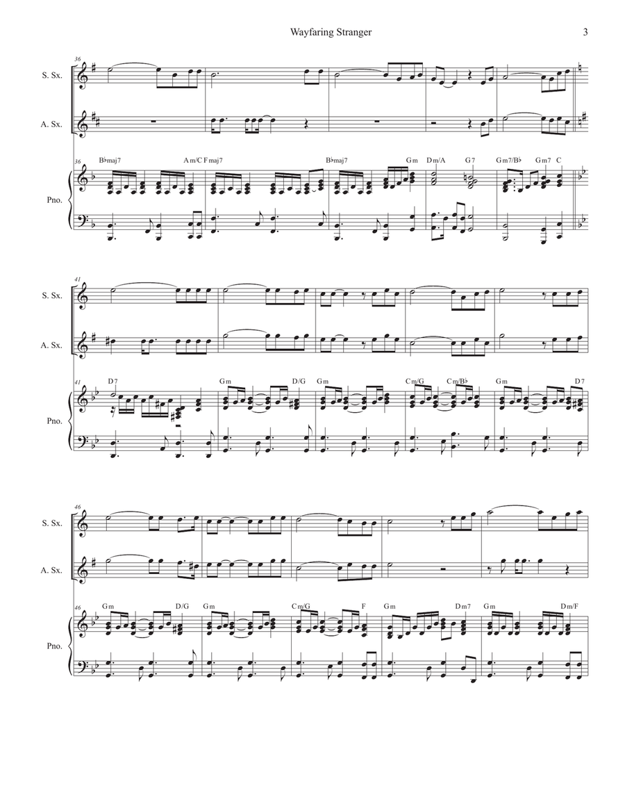 Wayfaring Stranger (Duet for Soprano and Alto Saxophone) Woodwind Duet scores gallery preview page 4