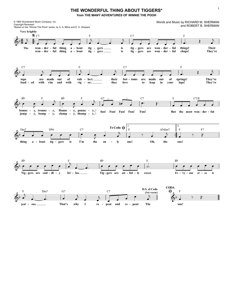 The Wonderful Thing About Tiggers (from The Many Adventures Of Winnie The Pooh) Guitar scores gallery preview page 1