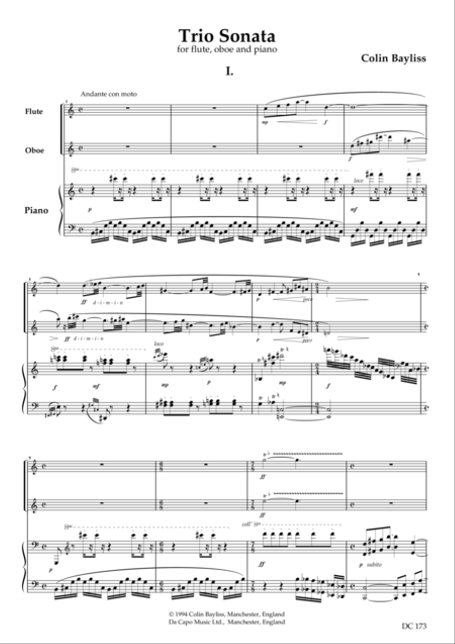 Trio Sonata - for flute, oboe and piano Small Ensemble scores gallery preview page 1