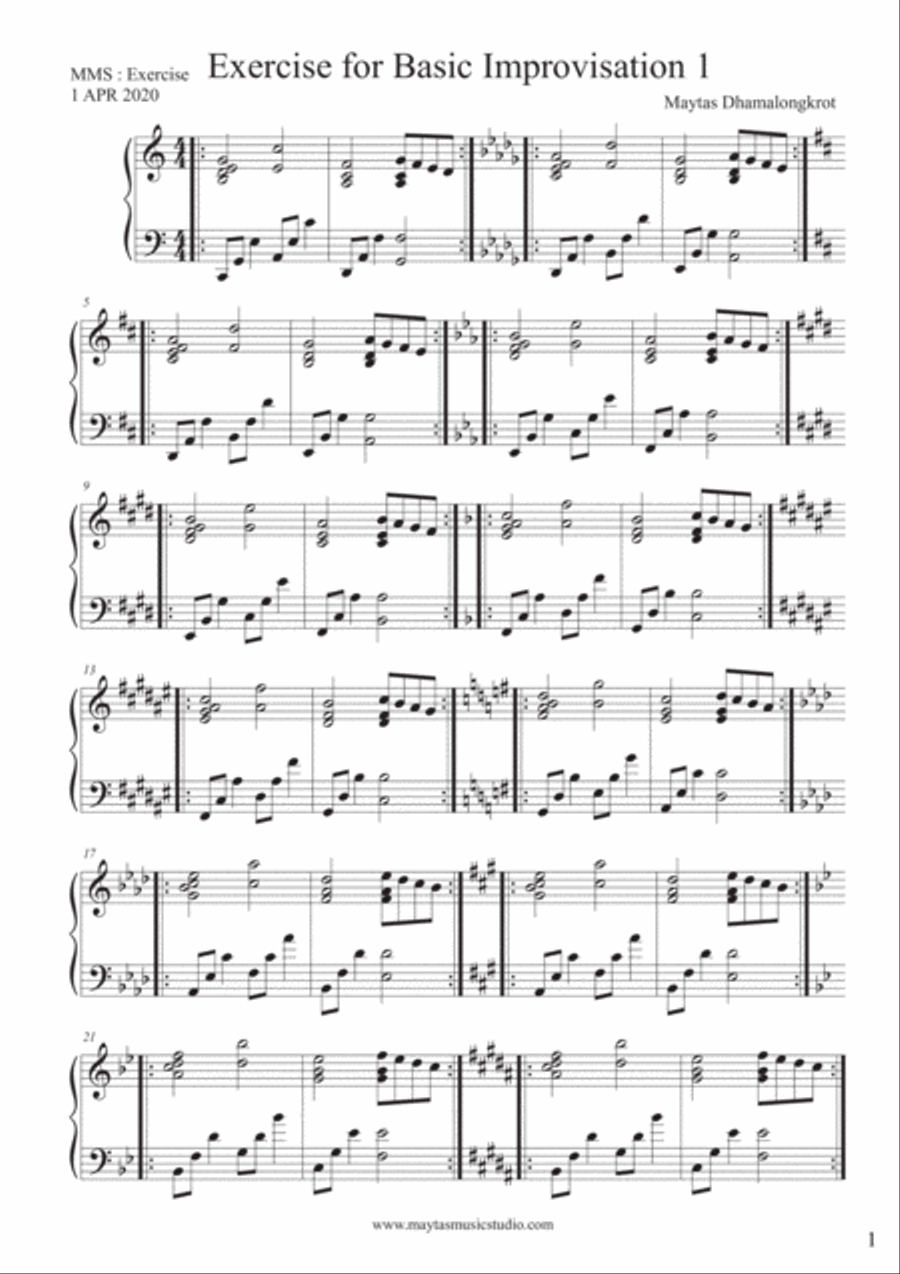 Exercise for Basic Improvisation No.1-12 / Maytas Dhamalongkrot Piano Method scores gallery preview page 3