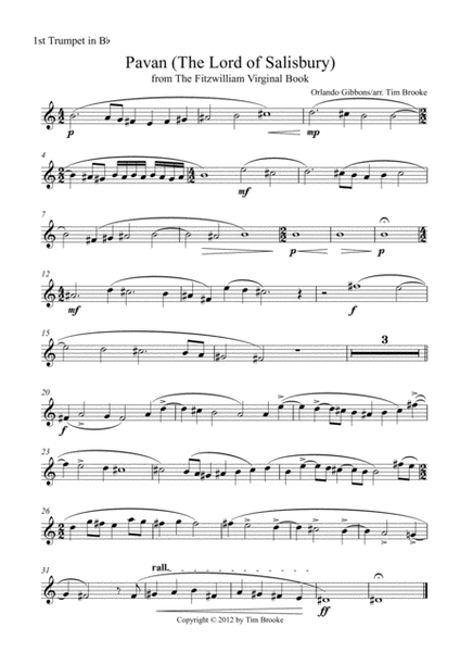 Pavan (The Lord Salisbury) - brass quintet (set of parts)