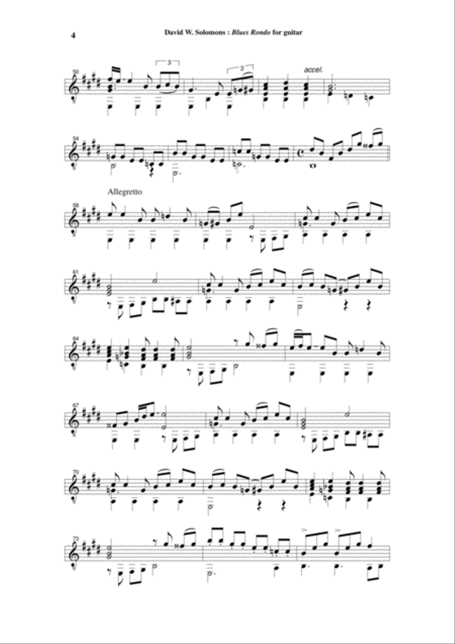 David Warin Solomons: Blues Rondo for solo guitar Electric Guitar scores gallery preview page 4