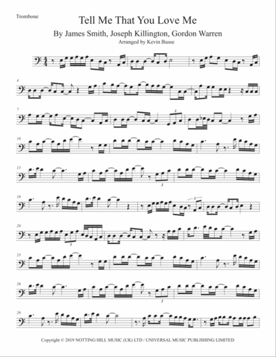 Tell Me That You Love Me Trombone Solo scores gallery preview page 1