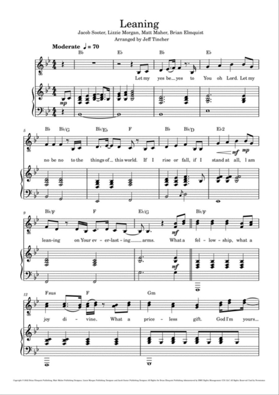 Leaning Piano, Vocal, Guitar scores gallery preview page 2
