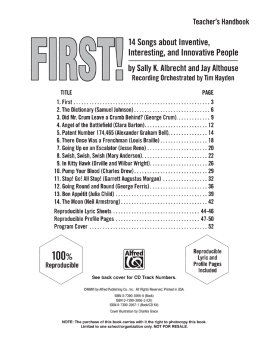 First! - 14 Songs About Inventive, Interesting, and Innovative People - Book/CD Unison Choir scores gallery preview page 2