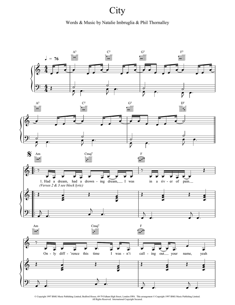 City Piano, Vocal, Guitar scores gallery preview page 1