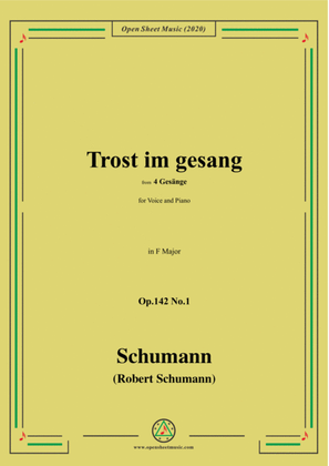 Book cover for Schumann-Trost im gesang,in F Major,Op.142 No.1,for Voice and Piano