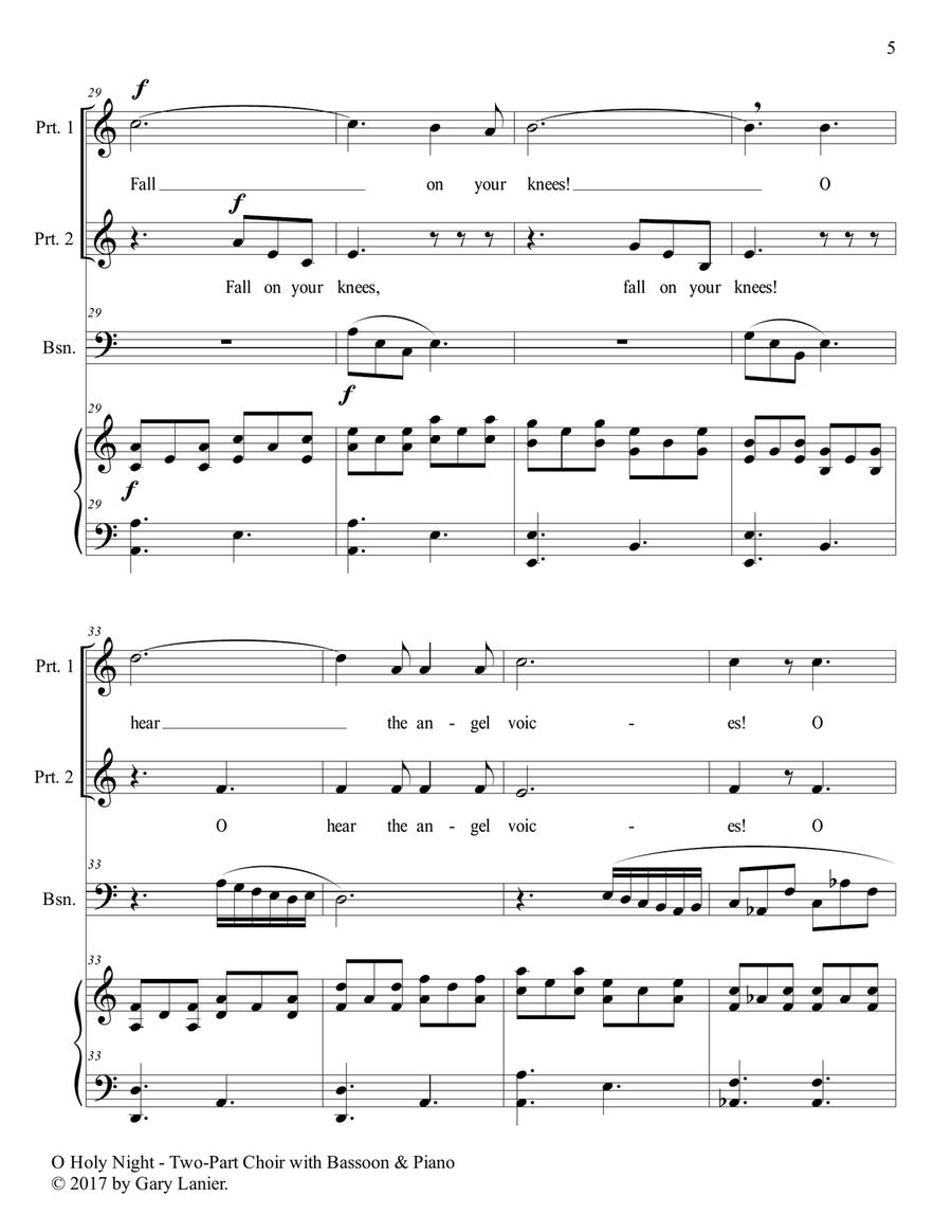 O HOLY NIGHT (Two-Part Choir for Treble Voices with Bassoon & Piano - Score & Parts included) 2-Part scores gallery preview page 6